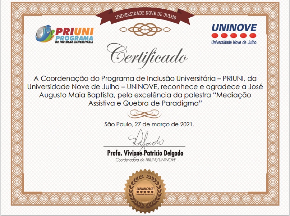 CERTIFICADO UNINOVE